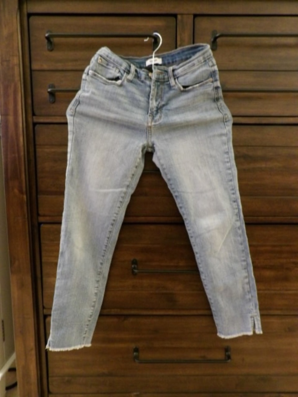 Kensie Jeans Petite 2/26 Light Wash Raw Hem Skinny Jeans High Rise